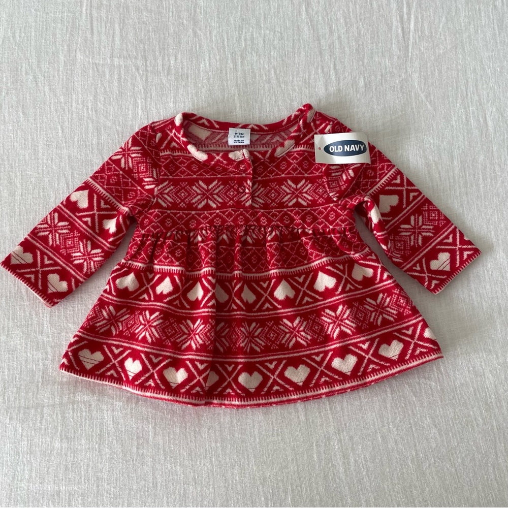 Red and White Patterned Baby Dress